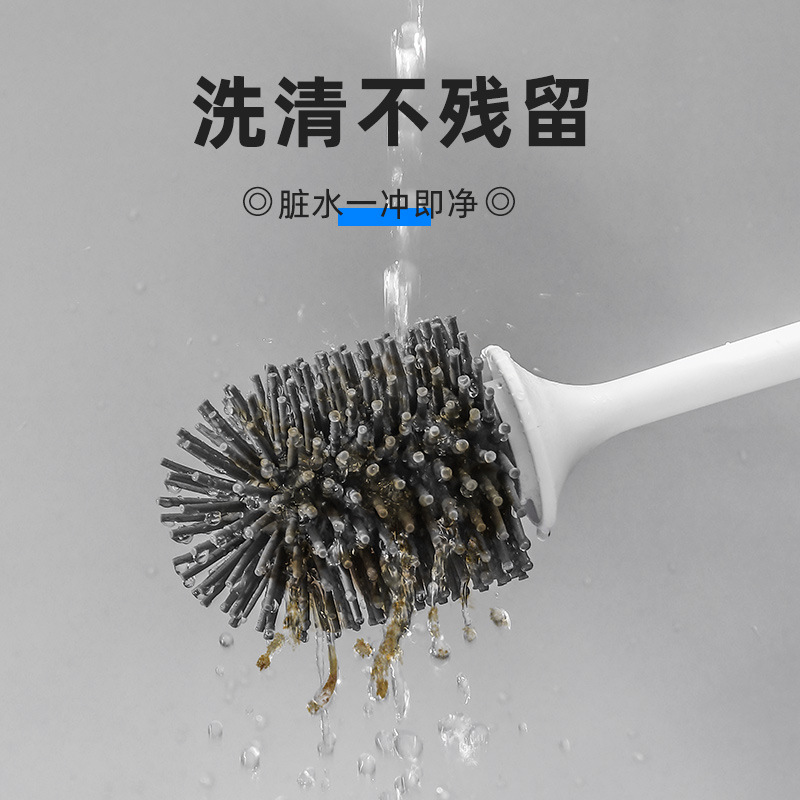 Cuarto de baño cepillo de inodoro sin ángulo muerto cepillo de inodoro mango largo silicona suave colgante de pared cepillo de limpieza del inodoro del hogar al por mayor