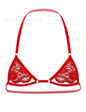 男新款蕾丝文胸 可调节胸围多色修改透视大码伪娘内衣挂脖胸罩