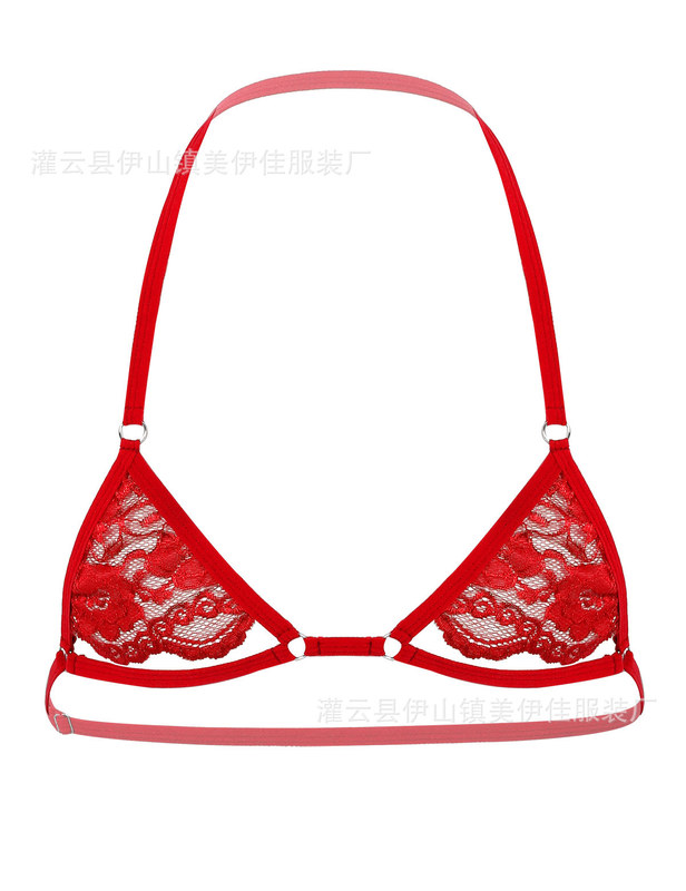 Men's New Lace Bra Adjustable Bust Multicolor Modified Perspective Large Size Nimbus Underwear Hanging Neck Bra