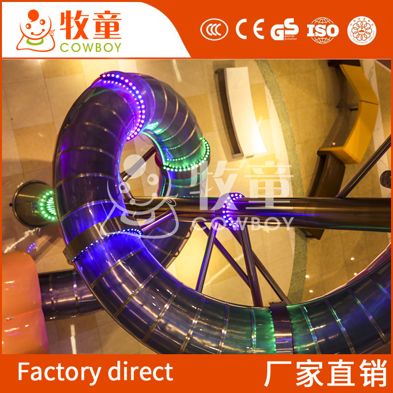 Diapositiva transparente de acero inoxidable para interiores y exteriores Diapositiva espiral de acero inoxidable al aire libre Diapositiva de acero inoxidable grande al aire libre