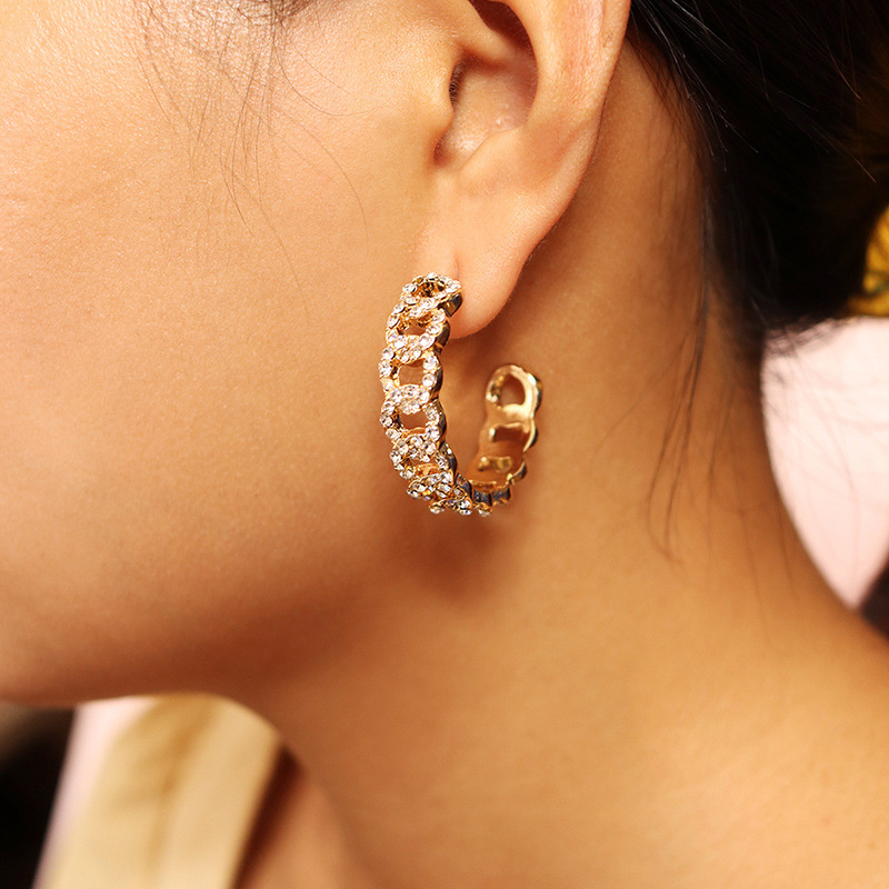 Fashion 1 Pair Of Chain Clasp Diamond Hot Selling Earrings Wholesale display picture 6