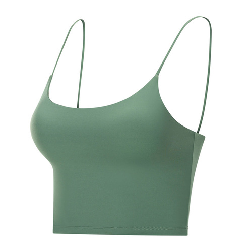 2020 new style yoga vest for women with chest pads, sexy thin straps, beautiful back yoga tops, half sling yoga clothes