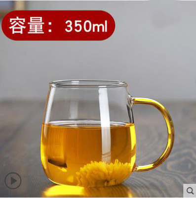 Taza de agua de vidrio de borosilicato lindo simple taza de setas mango de color con tapa de vidrio de oficina en casa taza de una sola capa