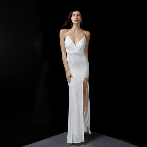 open lace back dress Evening Sequins Draped Celebrity Club Party Dresses main image 0