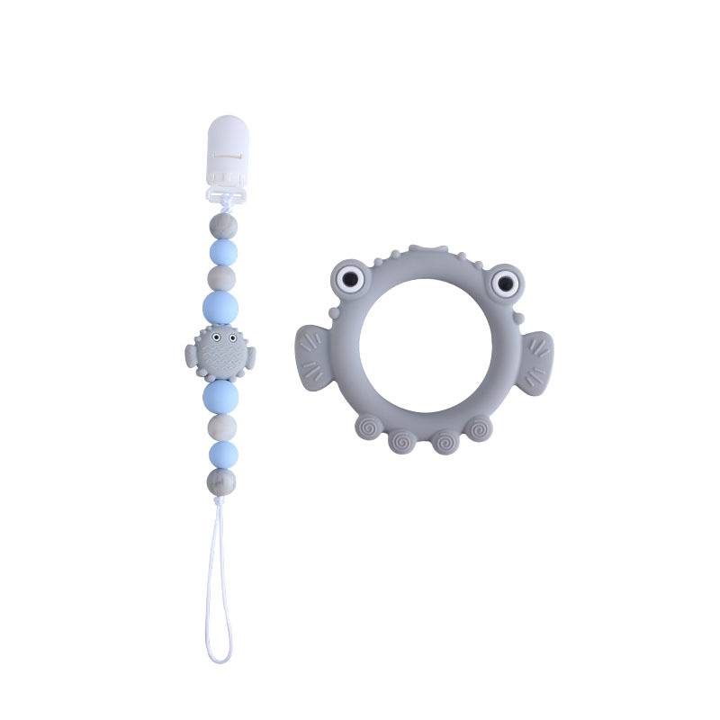 Nuevo pico chupete clip burbuja pescado cabeza grande silicona mordedor bebé silicona molar juguete mordedor chupete cadena