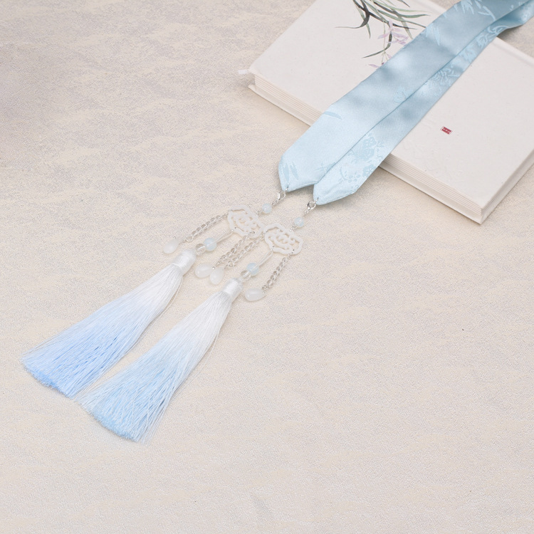 原创新款汉服发带抖音网红流苏发带女绣花禾服配饰头饰腰带复古绳