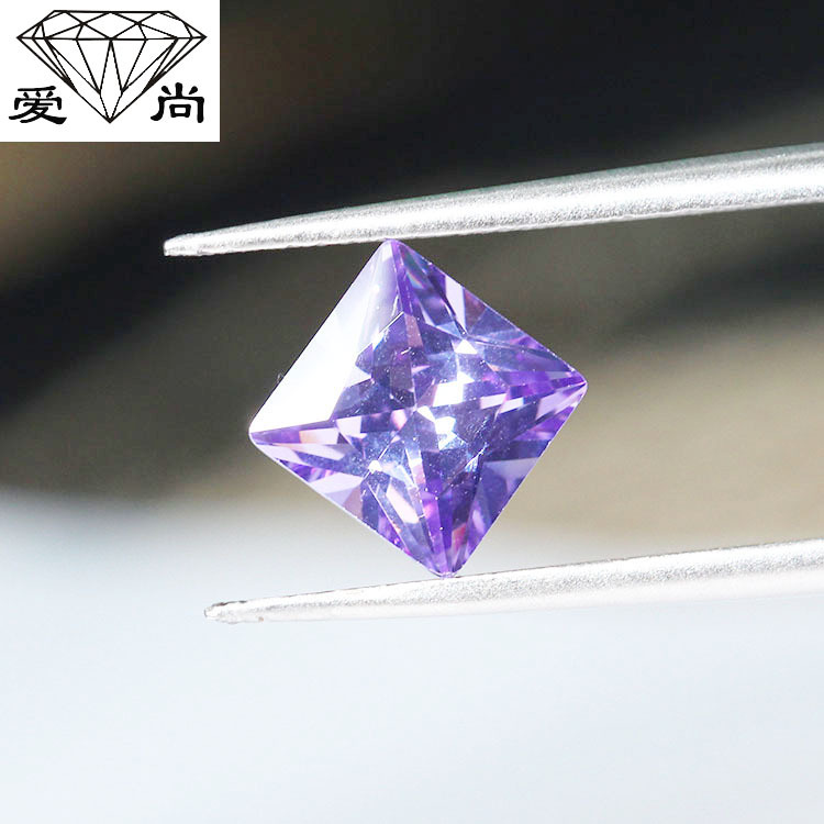 正方直角切花变兰深色7x7mm薰衣草颜色浅紫色DIY首饰品配石锆石|ms