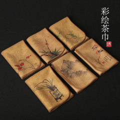 Wholesale painted tea cloth, tea towel, high-end tea towel, tablecloth, absorbent tea set, thickened cotton and linen Zen rag, pot pad