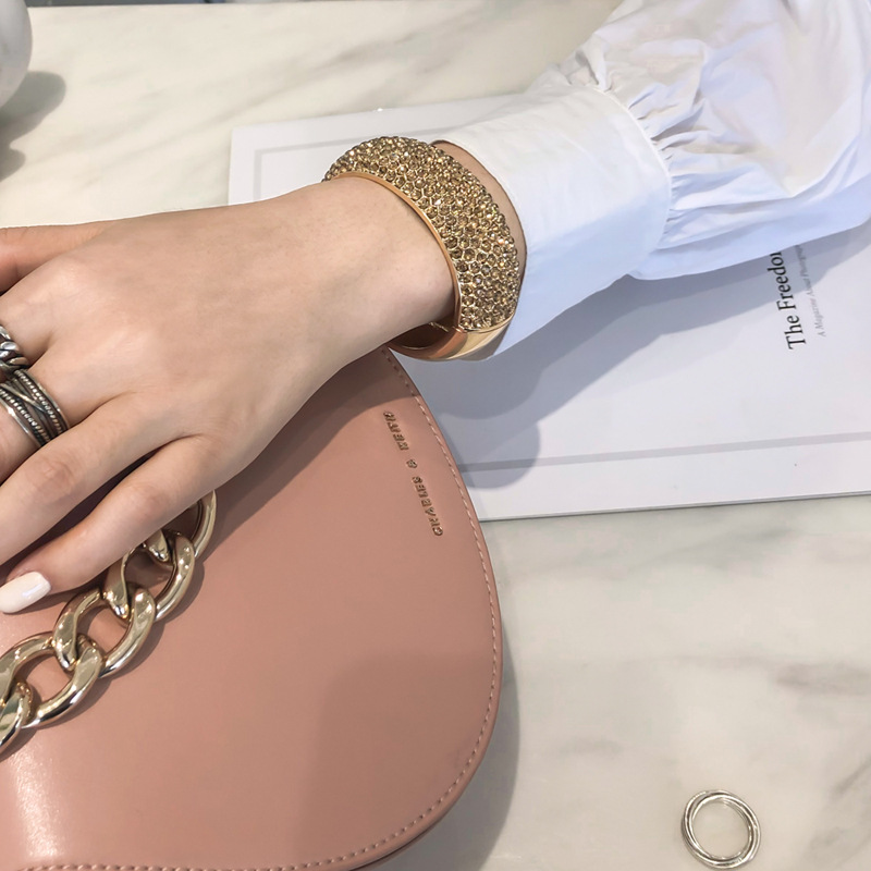 alloy wide-sided zircon bracelet