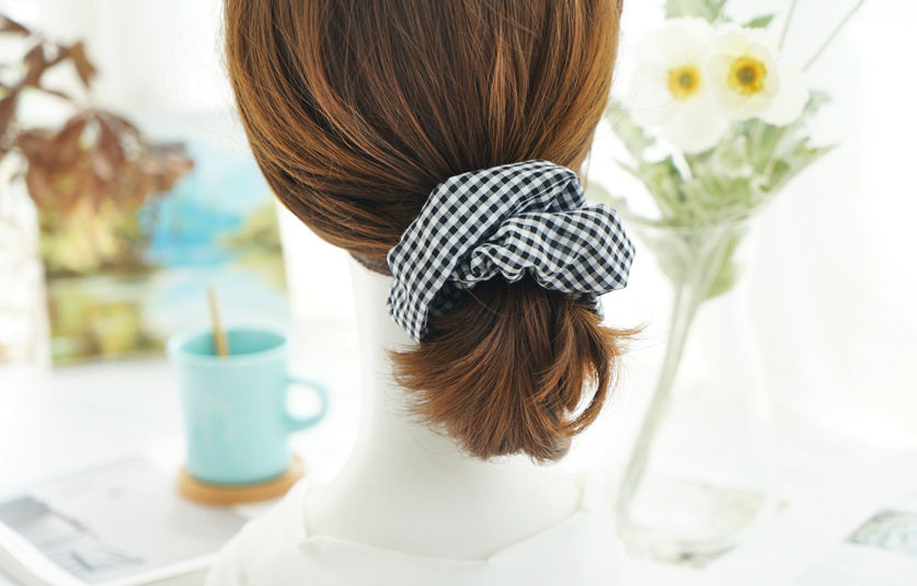 Korean Plaid Cotton Fabric Wide-brimmed Hair Scrunchies display picture 12