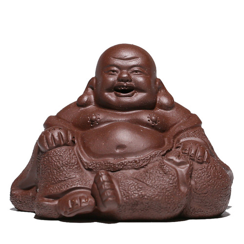Yixing fully handmade purple sand tea pet figure Buddha statue sculpture crafts Maitreya Buddha home tea table decorations can be raised