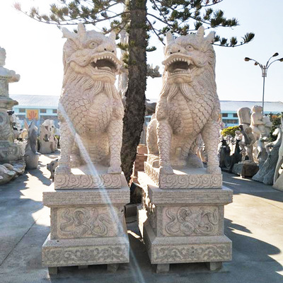 定制青石麒麟汉白玉石头麒麟一对公司别墅门口摆放看门护院石麒麟