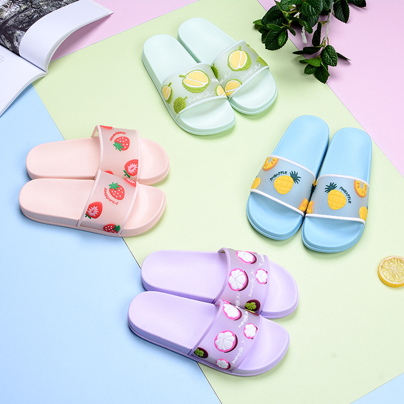 辦公學生壹字flat shoes flip flops slippers家居情侶新水果拖鞋