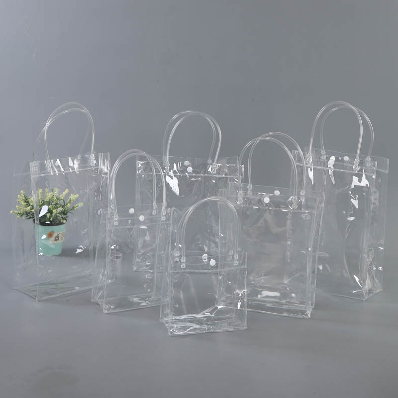 现货PVC袋 PVC圆管手提袋 塑料透明袋价格优惠可印logo