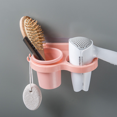 免打孔电吹风机架子壁挂架吸盘式浴室置物架卫生间收纳厕所风筒架|ms