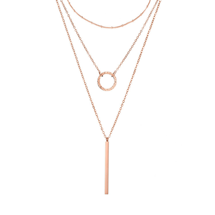 Holiday, Shopping Occasion 304 Stainless Steel Material Geometric Pattern PVD Coated 14K Gold Rose Gold Real Gold Plated Geometric Stainless Steel Elegant Luxurious Waterproof Non Tarnish 304 Stainless Steel Layered Necklaces