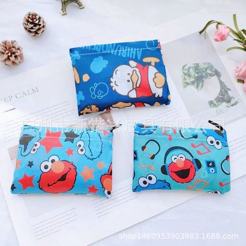 Large Corner Melo Pudding Polyester Two-in-One Folding Cartoon Shopping Bag Doll Environmental Bag