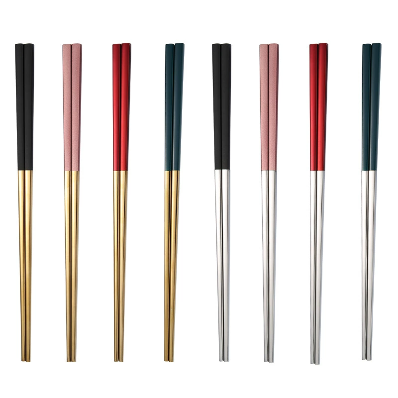 Chopsticks stainless steel, set, creative square tableware for hotel