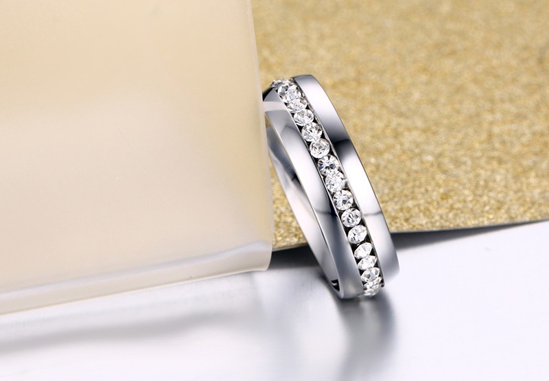Simple Style Geometric Titanium Steel Rings Inlay Zircon Stainless Steel Rings