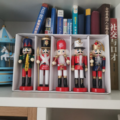 12cm Cute Cartoon Nutcracker Puppet Ornament Gift Set of Five, Military Home Decor Item