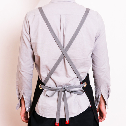 Apron printed denim canvas cafe barber milk tea shop restaurant baking men's and women's work clothes printed LOGO