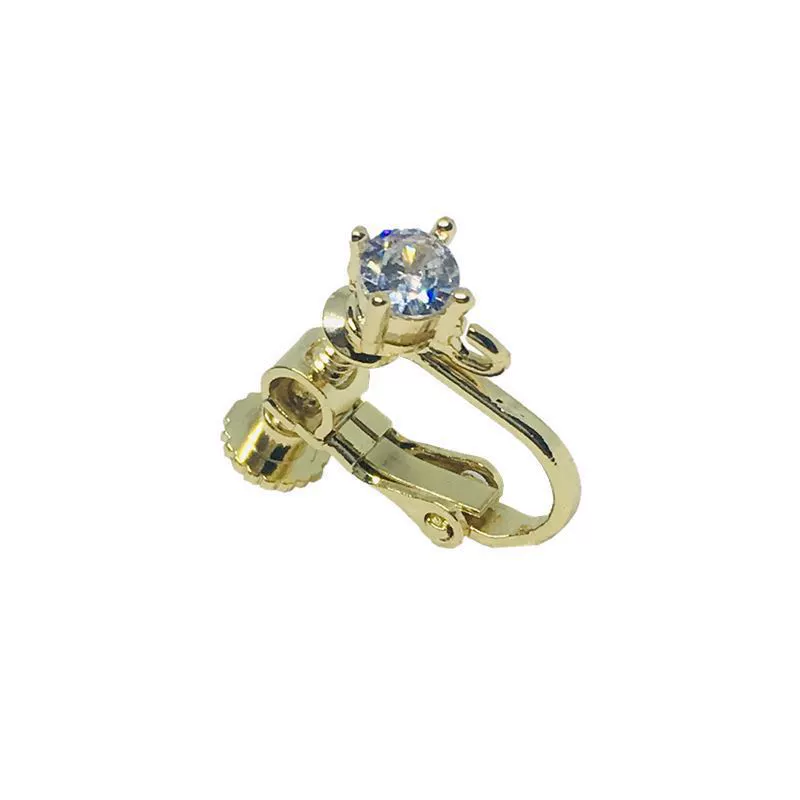  Серьги-клипсы, цирконий, украшение с аксессуарами, японский и корейский стиль, новая коллекция, 4 мм, золотистый, без пирсинга