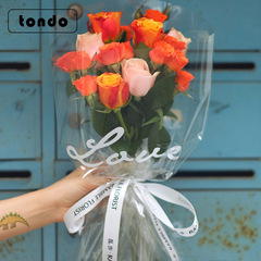 Tang De Chinese Valentine's Day ins style transparent flower multi-branch bag rose bouquet packaging bag wholesale