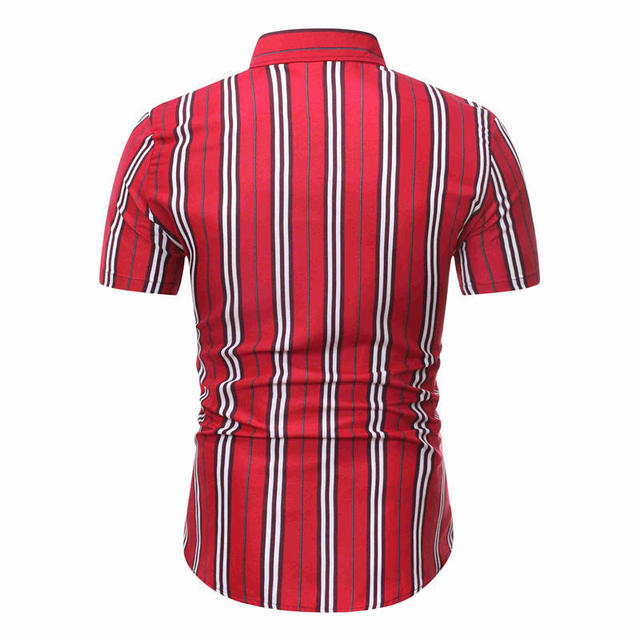 Summer men’s casual stripe short sleeve shirt