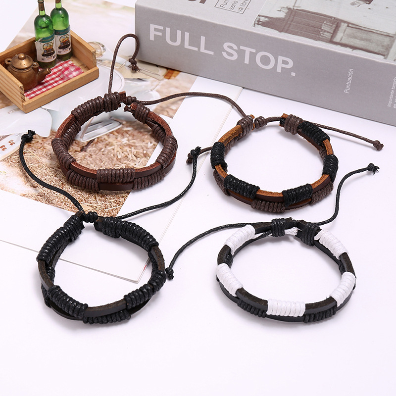 simple retro woven cowhide bracelet