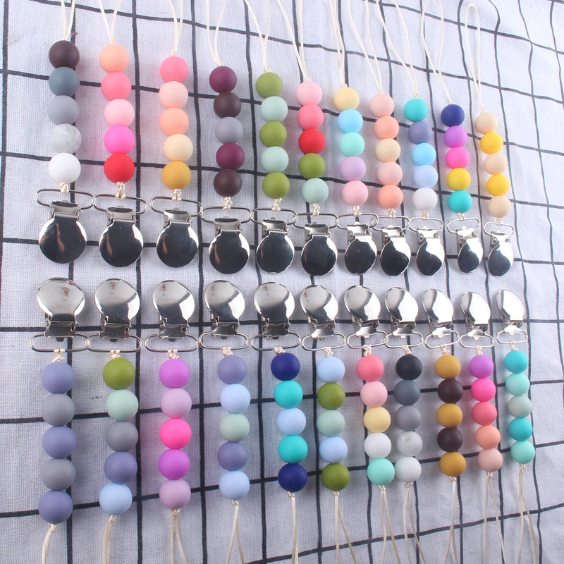 Cadena de pezón de silicona calmante Nuevo clip de hierro clip de pezón Dispositivo de molienda de dientes de bebé cadena anti-caída cadena anti-perdida