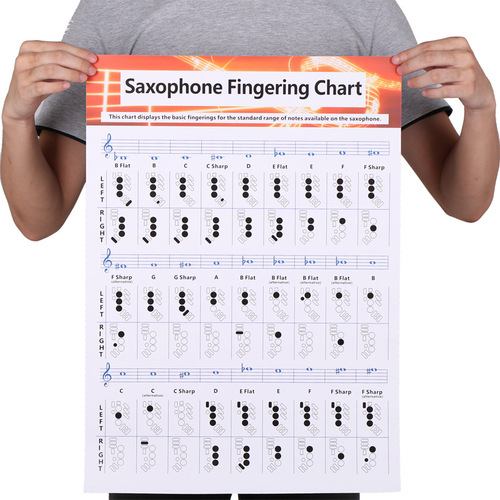 Guangdong wholesale saxophone learning chart, coated paper saxophone fingering chord chart, saxophone practice chart