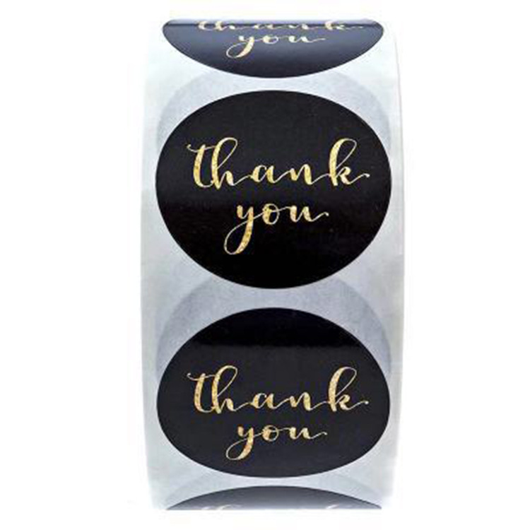 copper plate sticker Material Copperplate Sticker Pack Black Foil Stamping Thank You Baking Sticker