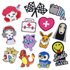 廠家直銷動物卡通龍貓動漫兔子小熊圖刺繡布貼可燙DIY童服裝輔料