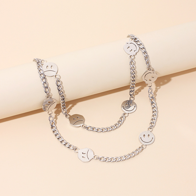 60g Weight Necklace Classification Wedding, Travel Occasion Titanium Steel Material Unisex Gender New Letter Army Brand Smiling Face Hip Hop Style Titanium Steel Necklace Accessories Jewelry 7