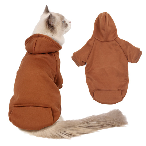 Autumn and winter clothing, pet clothes, solid color hooded sweatshirts, pet sweatshirts, teddy clothes, plush dog clothes