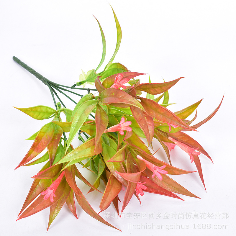 现货仿真假花 仿真5头红色喇叭花 园林工程装饰栅栏插花塑料小花