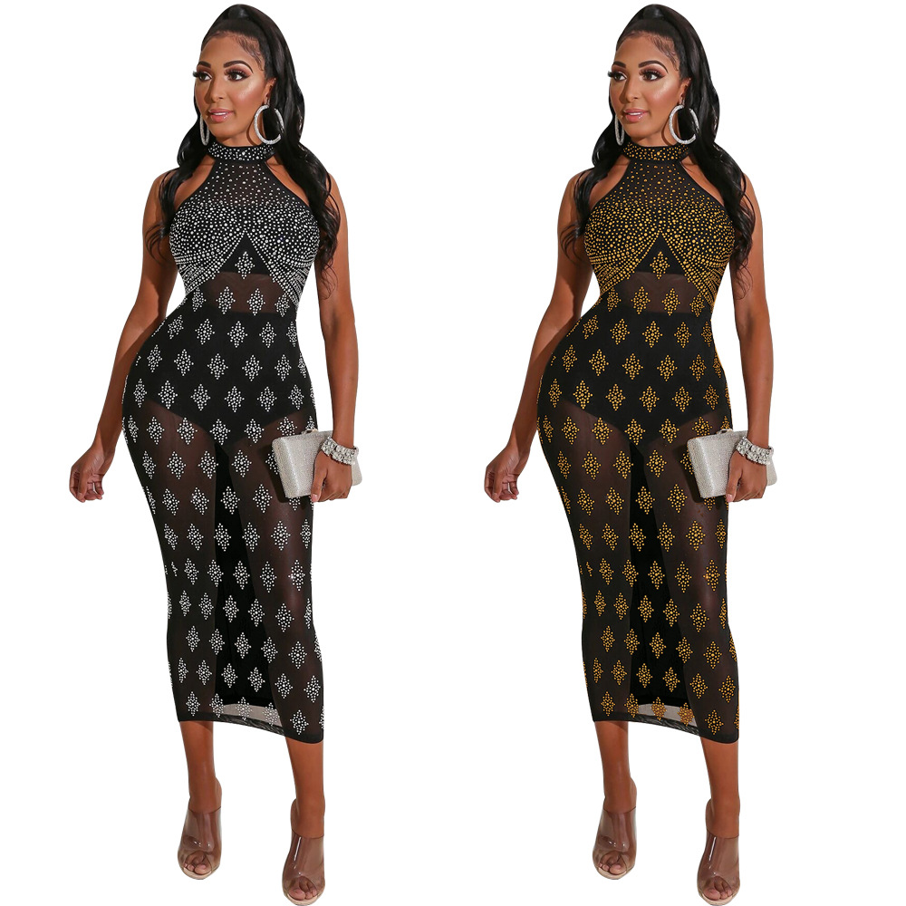 Hot Drilling See-Through Slim Dress NSWNY97176