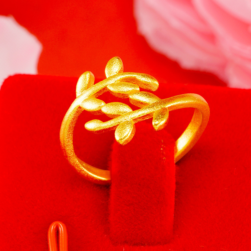 Exquisito antiguo oro imitación 24K oro amor anillo abierto moda femenina arena oro neto rojo vivo joyería al por mayor