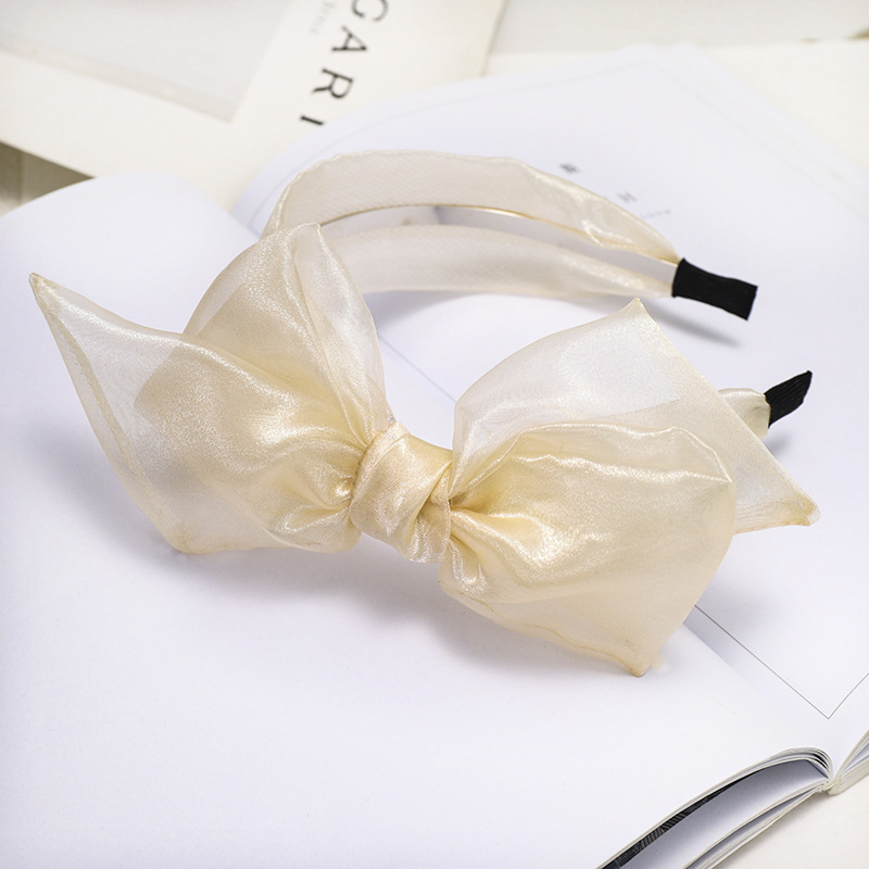 Korean New Style Fashion Silk Yarn Bowknot Wide Mesh Gauze Cheap Headband Wholesale display picture 16