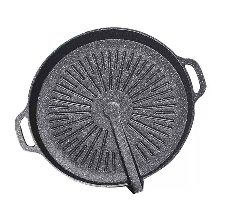 韩式餐厅黑色烧烤盘卡式炉电磁炉燃气烤盘麦饭石不粘烤肉盘烤肉锅