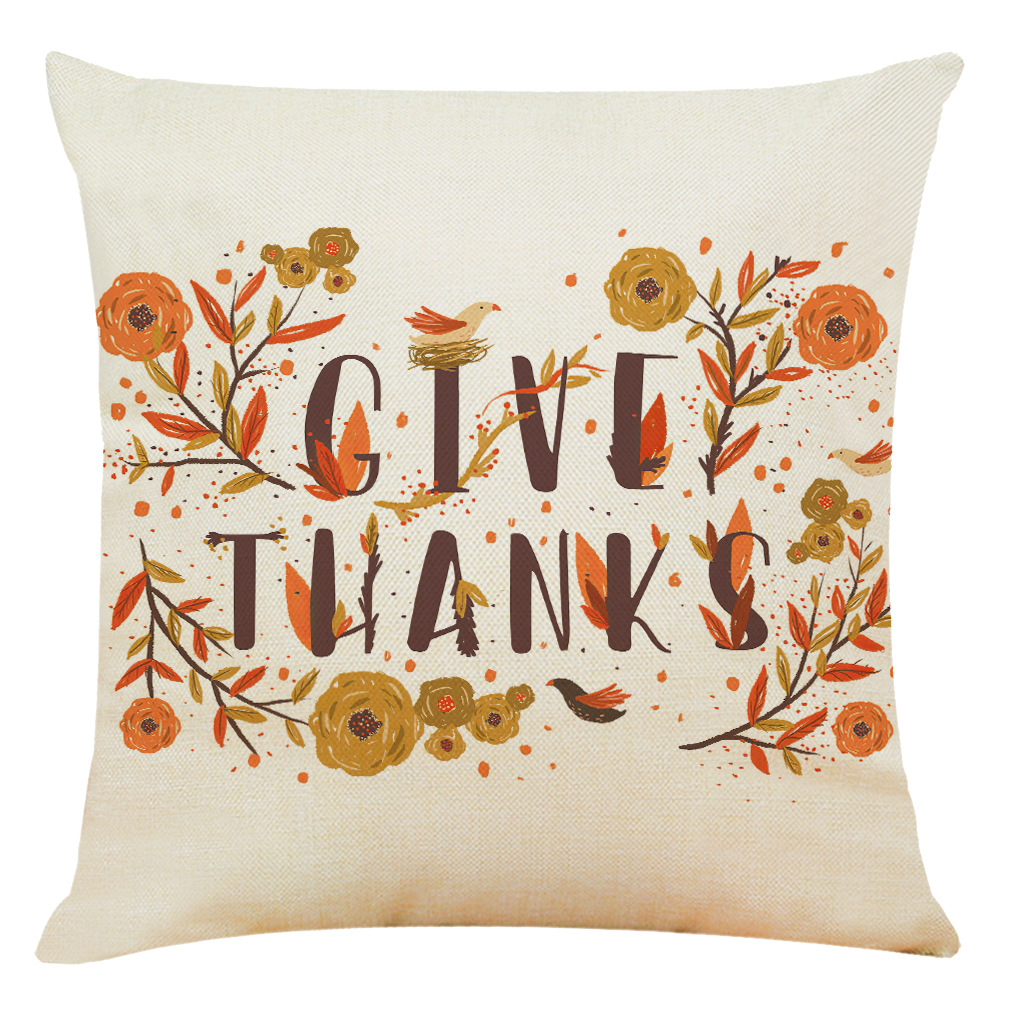 亞馬遜eBay跨境熱賣新款感恩節(jié)棉麻抱枕套 汽車靠墊 亞麻沙發(fā)抱枕