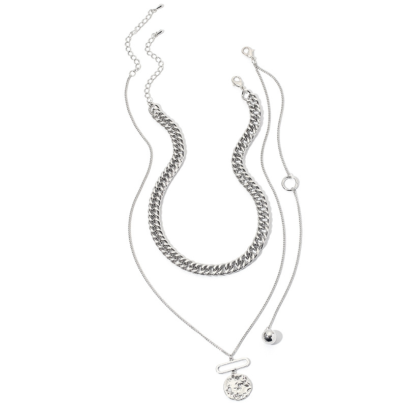 70g Weight Necklace Classification Wedding, Travel Occasion Alloy Material Women'S Gender Simple Style Style White, Gold Color Multi-layered Retro Chain Necklace Women Tide Fashion Personality Hip Hop Medal Pendant Clavicle Chain 10