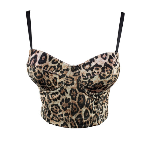 Leopard cashmere vest with suspender and wild elastic steel ring