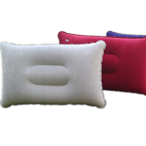 Wholesale outdoor PVC pillow, travel camping thick flocked rectangular inflatable pillow, nap companion square pillow