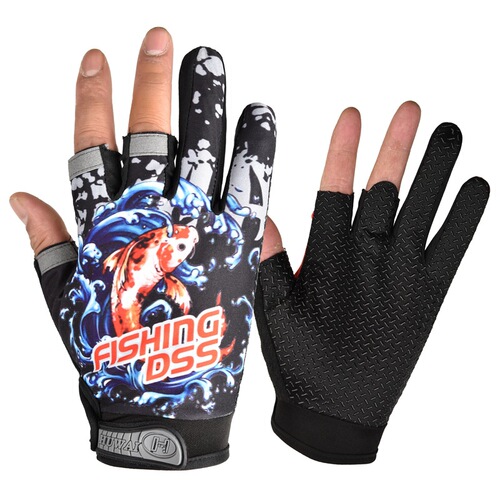 Fishing gloves with three open fingers, lure casting, offshore fishing, open finger, sports men's delivery writing gloves, breathable and anti-slip, outdoor