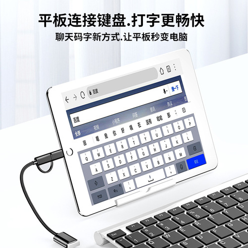 Android type-c 2-in-1 OTG adapter cable Micro mobile phone braided aluminum alloy 2-in-1 universal adapter