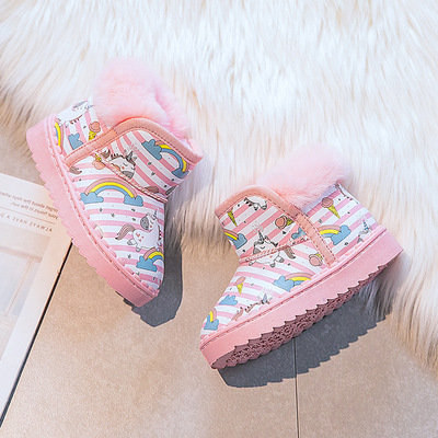 girl Cartoon Snow boots keep warm Cotton-padded shoes 2020 winter Plush thickening children Bootie CUHK fashion Cotton boots