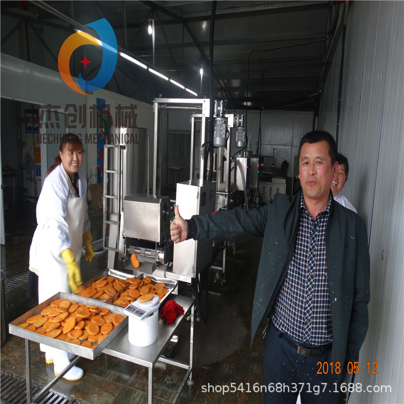 长期供应肉饼上糠机 全自动肉饼油炸机 肉饼上糠油炸整套生产线