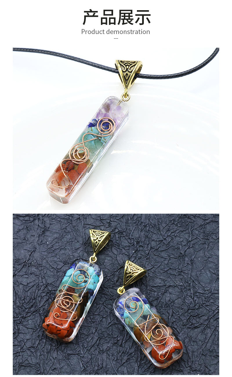 Orgonite chakela necklace crystal semi-precious stone gravel meditation seven chakra pendant