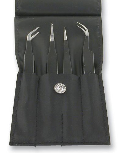 DURATOOL D00838 镊子 4件套 静电保护 PET 不锈钢体 不锈钢尖